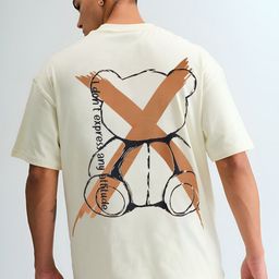 BDSQUARE Men Graphic Printed Round Neck Cotton Oversized T-shirt-image-100