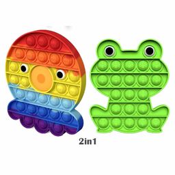 FunBlast Octopus & Frog Shape Pop Bubble Stress Relieving Silicone Pop It Fidget Toy Pack Of 2 - Multicolour image 2