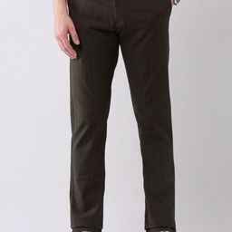 AD By Arvind Men Striped Slim Fit Chinos Trousers-image-98