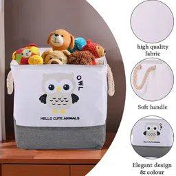 Kuber Industries White & Grey 2 Pieces Printed Drawer Storage Basket With Handle image 4
