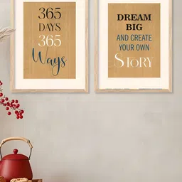 Kotart Brown & Off White 2 Pieces Typography Printed Wooden Wall Arts-picture-4