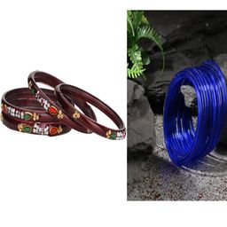 Somil Combo Glass Bangles For Women | Traditional Bangles Set | Daily, Festive & Party, Combo Of 2 Set, Maroon, Blue-image-98