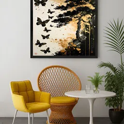 999Store Brown & Off White Nature Butterfly Canvas Wall Art-16