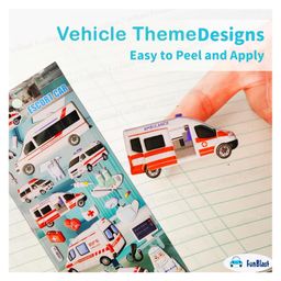 Bunie Vehicle Theme 3D Puffy Stickers Set  Pack of 4 Sheets Multicolor image 5