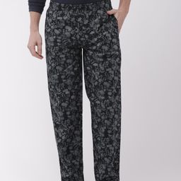 The Indian Garage Co Men Black & Grey Printed Lounge Pants-image-39