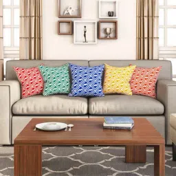 SEJ by Nisha Gupta Multicolor Cushion Covers - Set of 5-image-76
