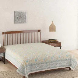 Fabindia Home Ihania Beige Cotton 116 TC King Bed Cover-image-97