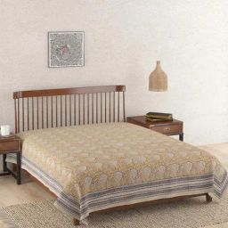 Fabindia Home Standalone Yellow Cotton 116 TC Double Bed Cover-picture-44