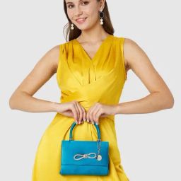 Caprese Blue Solid Envelope Clutch-image-40