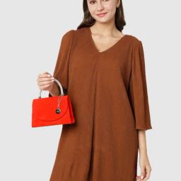 Caprese Orange Solid Envelope Clutch-image-64