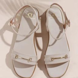 Carlton London Women's Cream Ankle Strap Sandals-picture-2
