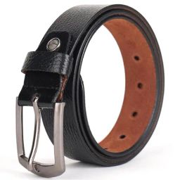 Kara Black Textured Leather Formal Belt-image-17