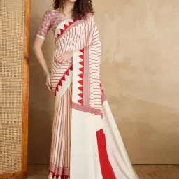 MYSILKLOVE Beige Silk Printed Saree With Unstitched Blouse-image-28