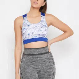 Clovia Blue & White Non Wired Padded Sports Bra-picture-5