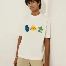Nuon by Westside White Graphic Relaxed-Fit Cotton T-Shirt-image-6