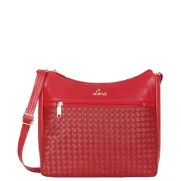 Lavie Red Textured Medium Sling Bag-1