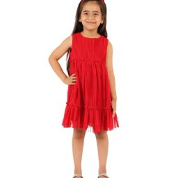 KidsDew Kids Red Solid Dress-image-90