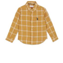U.S. Polo Assn. Kids Mustard Checks Full Sleeves Shirt-image-44