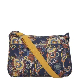 Baomi Blue & Yellow Floral Printed Medium Cross Body Bag-34