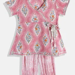 READIPRINT FASHIONS Kids Mauve & White Floral Print Kurta With Salwar-image-45