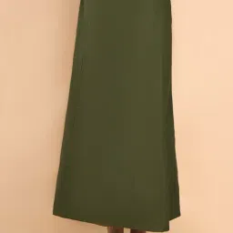 Soch Olive Green Cotton Plain Saree Shapewear-image-91
