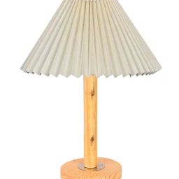 Homesake Pinewood Table Lamps for Nightstand Fabric Linen Lampshade Desk Lamp Pleated Off-White-27