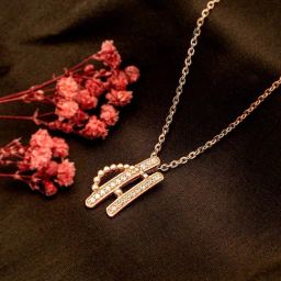 Silberry 92.5 Sterling Silver Rose Gold Celestial Pendant with Chain-image-75