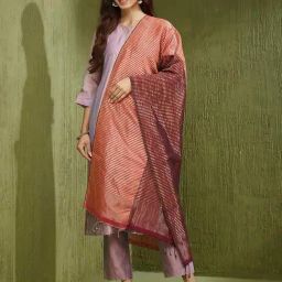 Fabindia Pink & Maroon Woven Pattern Stole-picture-45