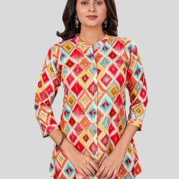 Saree Swarg Multicolor Printed Short Kurti-image-3