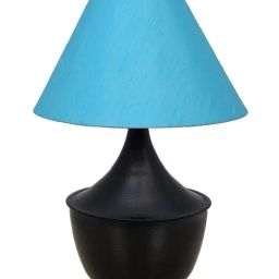 Homesake Table Lamp Matt Black Metal Modern Lamp with Fabric Shade Black Tulip Turquoise Shade-31