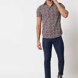 SAY Men Classic Spread Collar Floral Printed Cotton Casual Shirt-picture-37