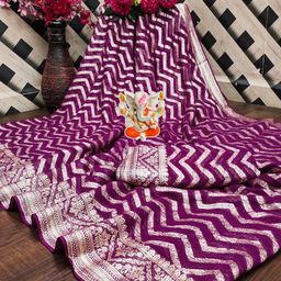 PAYAL CREATION Striped Zari Pure Georgette Saree-image-89