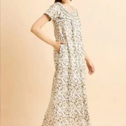 Sweet Dreams Green Cotton Printed Night Gown-45