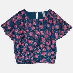 Kiddopanti Kids Blue & Pink Floral Print Top-image-96