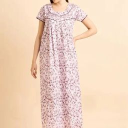 Sweet Dreams Lilac Cotton Printed Night Gown-23