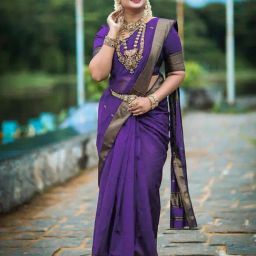 Satrani Purple Silk Blend Woven Saree With Unstitched Blouse-image-25