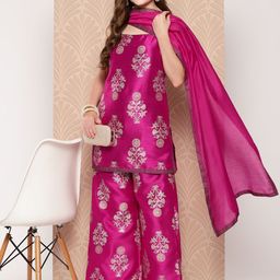 Ahalyaa Women Ethnic Motifs Printed Regular Kurti with Palazzos & With Dupatta-image-86