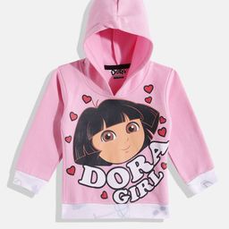 Eteenz Girls Dora Printed Cotton Hooded Sweatshirt-image-47