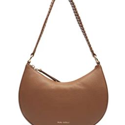 Mai Soli Hazelnut Aubrey Genuine Full Grain Leather Textured Hobo Bag-image-20