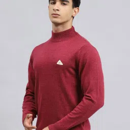 Monte Carlo Red Wool Blend Regular Fit Solid Pullover image 3