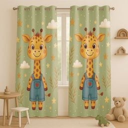 STITCHNEST Green & Yellow Set of 2 Quirky Door Curtain-picture-42