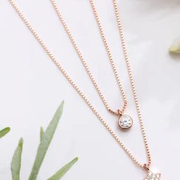 Zavya Cubic Zirconia Rose Gold Plated Women's Star Necklace-4