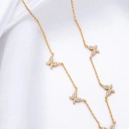 Zavya Cubic Zirconia Gold Plated Women's Butterfly Necklace-2