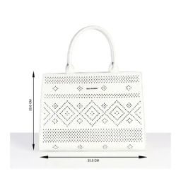 Van Heusen White Textured Medium Handbag image 4