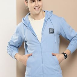 HERE&NOW Solid Front Open Hooded Sweatshirt-image-90