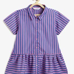 Campana Girls Blue and Pink Cotton Striped Top-image-39