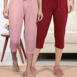 Kryptic Dusty Pink & Maroon Solid Capris - Pack Of 2-picture-41