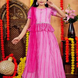Sangria Girls Pink Poly Georgette Lehenga Choli-image-57