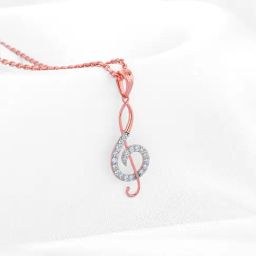 GIVA 14K Rose Gold Musical Note Diamond Pendant for Women-image-12