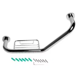 EUROBRASS 24 Inch Silver Stainless Steel Chrome Finish Angled Towel Rod Grab Bar With Soap Dish-picture-15